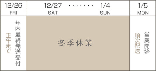 冬季休業期間の配送及びお問い合わせについて